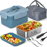 WisaKey electric heated lunch box with open lid showing stainless steel insert for hot meals on the go
