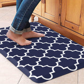 WISELIFE Kitchen Runner anti-fatigue blue mat supports long stands during cooking.