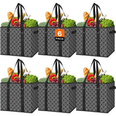 WISELIFE six-pack bags foldable and open, perfect for groceries on the go