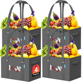 WISELIFE reusable grocery bag foldable stand up design for easy packing