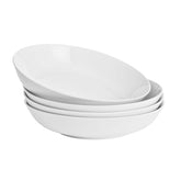 WishDeco white pasta bowls set of 4 on table, ideal for family dinners