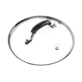 WishDirect 8-inch tempered-glass lid, front view, clear monitoring for simmering meals
