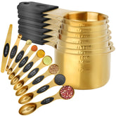 Wisvenio gold magnetic measuring cups set 16 for precise dry and liquid measurements.