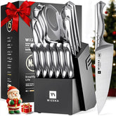 WIZEKA Jaguar Series knife block with knives ready for daily meal prep