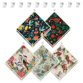 wlich Swedish dishcloth with bird pattern and clip for decorative, reusable cleaning
