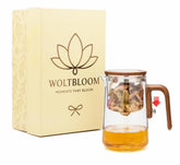 WOLTBLOOM Enchanti Tea Pot glass body shows crystal clarity for blooming teas.