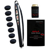 WOLVIO beer sleeve on golf bag showing 9-can capacity for on-course cold drinks