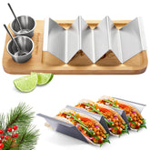 Woobud taco holder kit stand keeps tacos upright for neat serving.