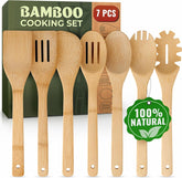Woodenhouse bamboo utensils slotted round spatula for gentle turning on non-stick pans