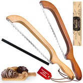 Woodever bow-design bread knife in action for precise slices