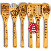 Woodlands USA cooking spoons 6-piece in bamboo for smooth stirring and even heat.