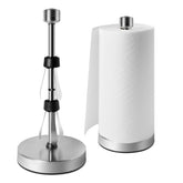 WOOFWANG GLOBAL stainless steel paper towel holder, top view, stable for one-handed use.