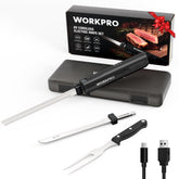 WORKPRO electric knife with two blades enables versatile slicing at home.