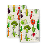Wovoto funny vegetables kitchen towels set featuring cute botanical design for cheerful drying