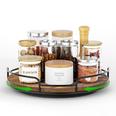 WOWBOX 10-inch Lazy Susan wood turntable with smooth rotation for easy access to spices.