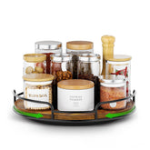 WOWBOX 9-inch Lazy Susan top-view shows easy-access spice storage with 360° rotation.