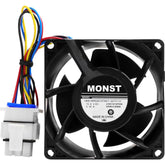 WR60X26866 evaporator fan motor close-up showing safe materials for GE refrigerators.