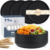 Wrova 11-inch black large dinner plate with unbreakable design for daily use.