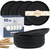 Wrova Wheat Straw Plates 10inch unbreakable set for kid-friendly meals.
