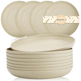 Wrova Wheat Straw Plates nine-inch set of eight, durable and lightweight for everyday meals