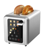 WUNLY touchscreen toaster 2-slice front view for precise browning control.