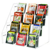 Wuudy tea bag organizer front view with four tiers for quick refills.