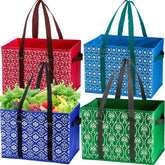 WUWEOT four-pack reusable grocery bags in assorted colors for everyday shopping