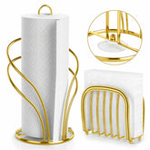 Wuwrll paper towel holder gold finish on kitchen counter for easy one-handed use