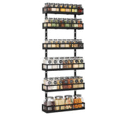 X-cosrack 6-tier wall-mounted spice rack displaying organized jars for easy access