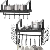 X-cosrack wall-mounted pot racks set of 2 with hanging pots for easy access