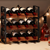 X-cosrack 3-tier wine rack on display with capacity for 12 bottles.