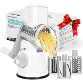 X Home rotary cheese grater, front view, quick cheese prep