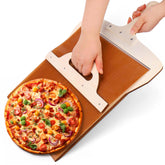 XANGNIER Sliding Pizza Peel with wood handle transfers pizzas cleanly and safely.