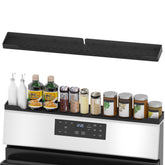 Xaogogo magnetic stove top shelf over stove holding spices for easy cooking access.