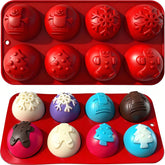 XBYzuzi Christmas tree snowflake snowman mold for quick, festive hot chocolate bombs.
