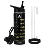 XccMe 22oz insulated bottle with camouflage finish keeps beverages cold during workouts.