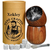 Xekley charred wooden bourbon tumbler front view showing rich grain and craftsmanship
