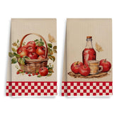 XFN Vintage Watercolor Apple in Basket towel with apple-in-basket motif and absorbent microfiber.