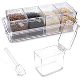 XJMWXHFC clear seasoning box with four dispensers on a tray for organized spices