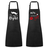 XLSXEXCL Mr Right apron, playful couple kitchen wear for cooking together.