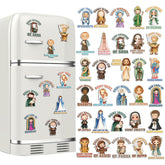 Xuhal Catholic Saints fridge magnets — vibrant 8 cm designs add color to the kitchen