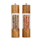 XWXO premium acrylic grinders with clear body and wood finish for stylish kitchen use.