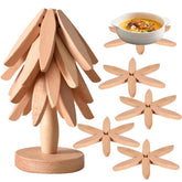 XXSURXX wooden tree coaster set of 4 protecting tabletops from hot dishes.