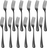 XXZWSJSH 12-piece black dinner forks for 8inch meals, ideal for family dining