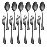 XXZWSJSH black silverware set main image shows durable 12-piece utensils for daily meals