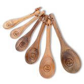 Xyembu 6-piece acacia wooden measuring spoons set for precise dry ingredient measurements.