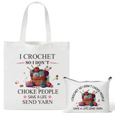 Y1tvei crochet canvas tote bag large for yarn storage and everyday errands.