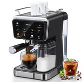 Yabano espresso machine with LED touch screen for effortless drink selection and cafe-style results.