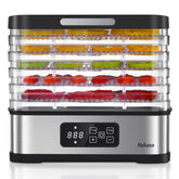 Yabano food dehydrator with 5 trays, front view for batch drying fruits and veggies.