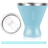 Yagady stainless steel martini tumbler with blue lid for chilly cocktails on the go.